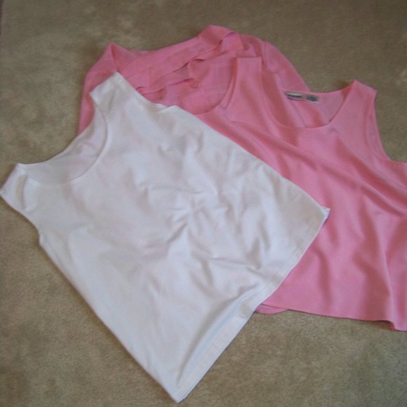Liz Baker Pink Sheer Blouse with 2 Shells Size 14 - Picture 2 of 16